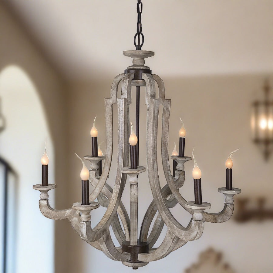Toulon Wood Carved Chandelier - Adley & Company Inc. 