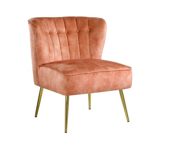 Coral Velvet Tufted Accent Chair