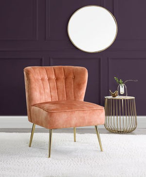 Coral Velvet Tufted Accent Chair