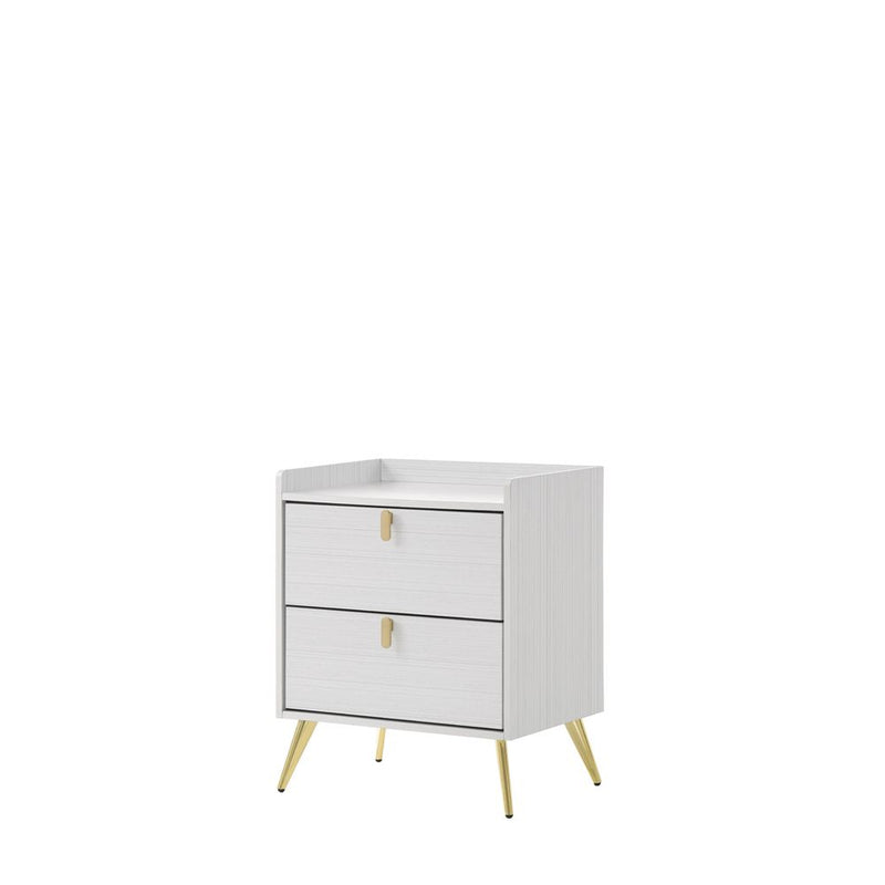 White Classic Night Stand with Gold Legs