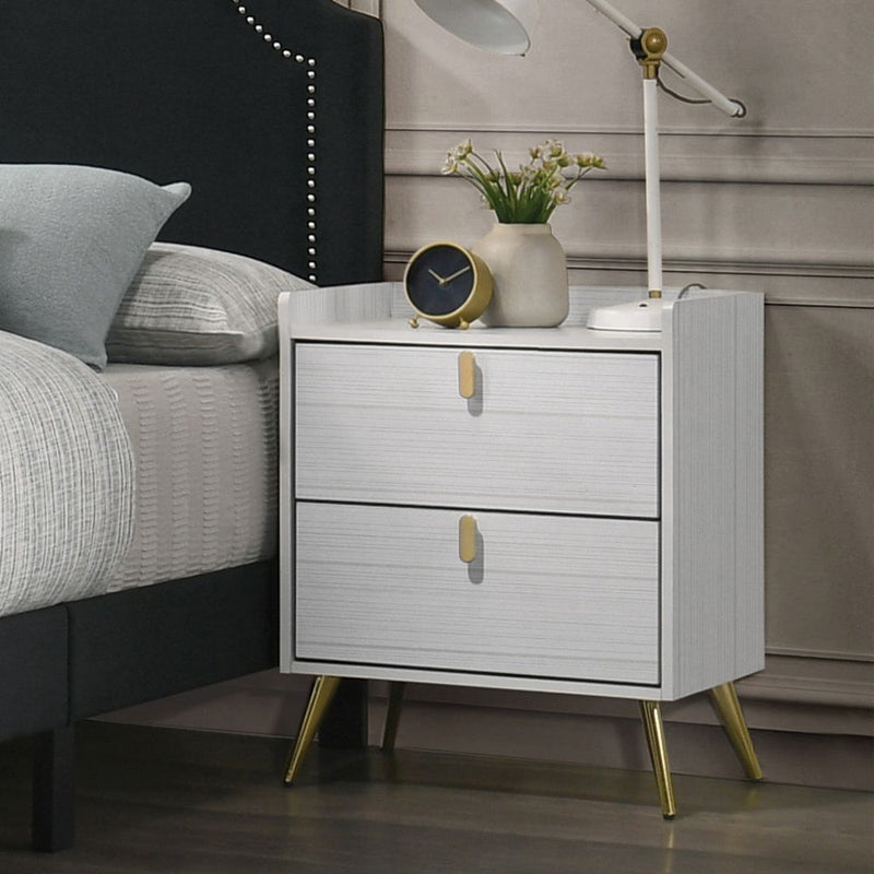White Classic Night Stand with Gold Legs
