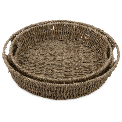 Seagrass Round Basket Trays, Set of 2