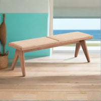 Rattan and Wood Natural Finished Bench