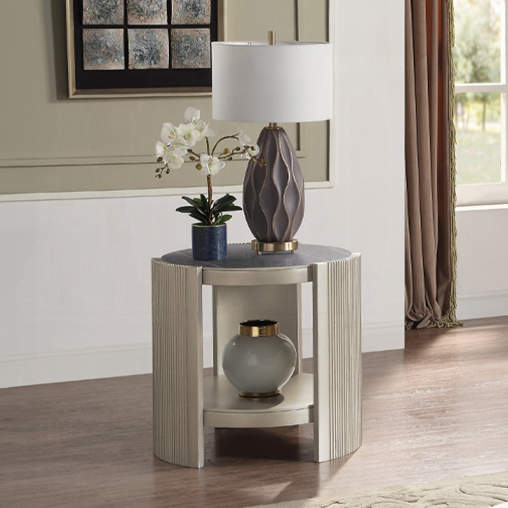 Kasa End Table With Slatted Curved Sides