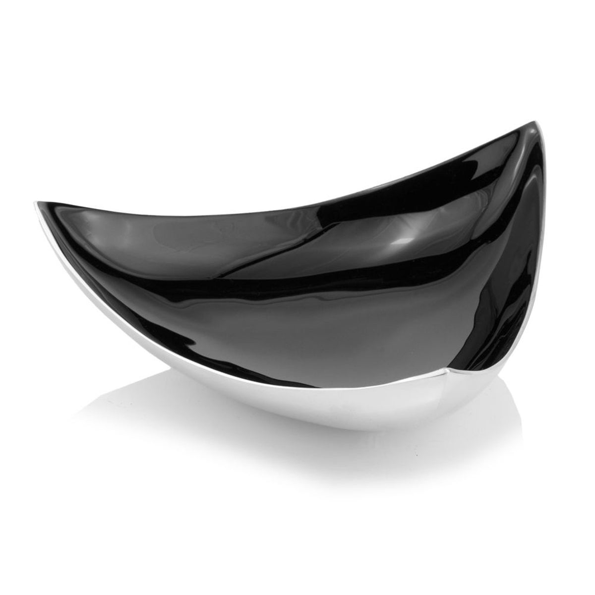 Triangulated Silver and Black Polished Decorative Bowl Tray