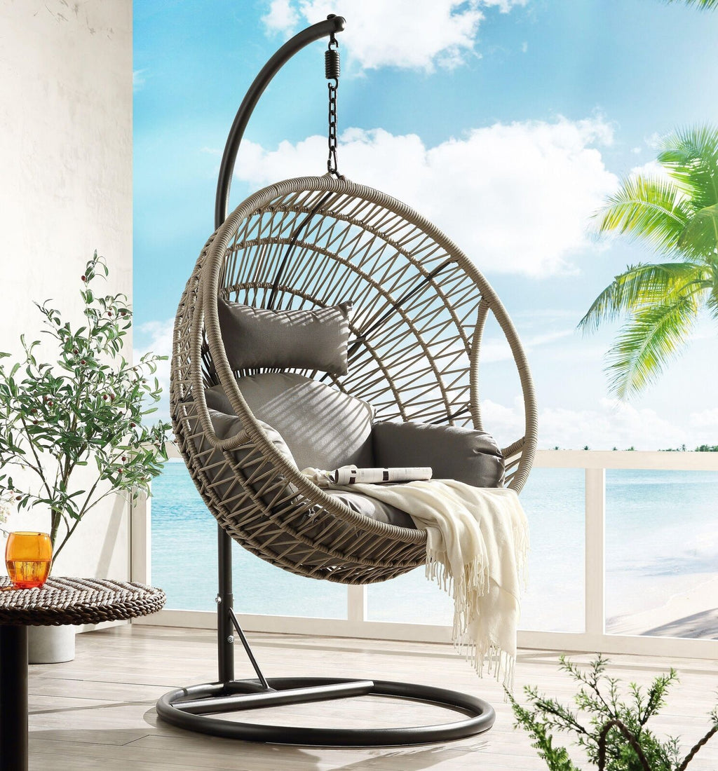 Patio Swing Chair with Cushions and Stand