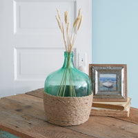 Del Rey Recycled Glass Floor Vase with Jute Rope - Adley & Company Inc. 
