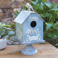 Happy Home Blue Sky Metal Pedestal Bird House