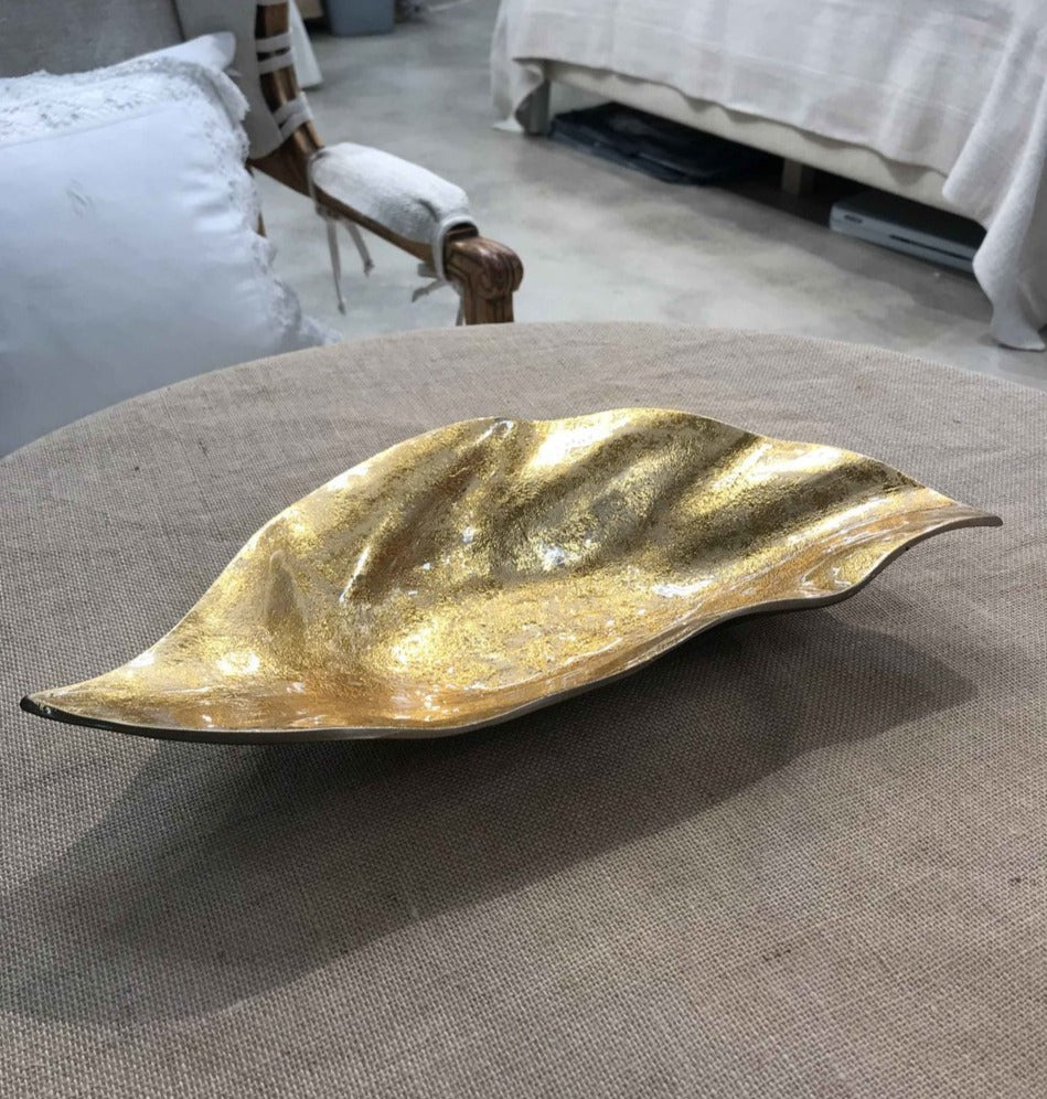 Decorative Gold and Black Leaf Tray Bowl