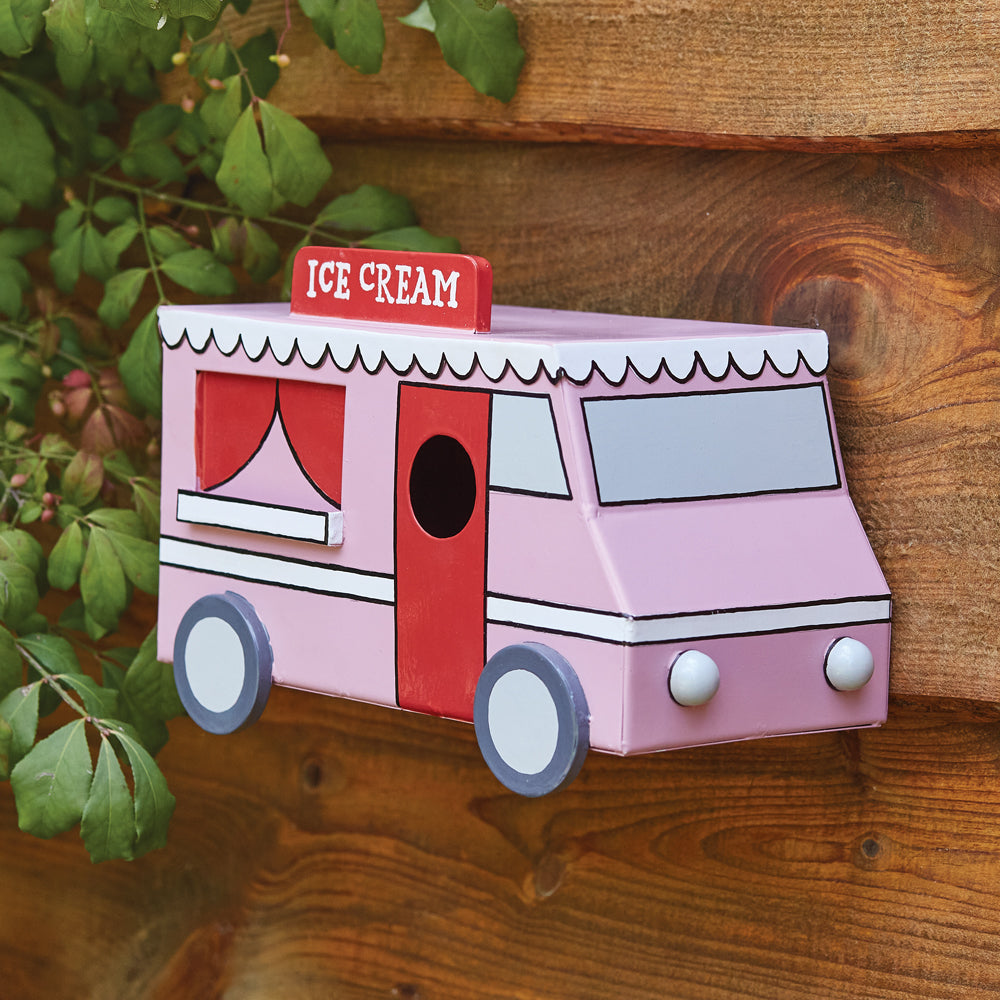 Pink Ice Cream Truck Metal Birdhouse