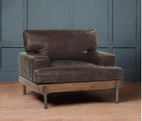 Vintage Style Leather Upholstered Club Chair,upholstered chair,Adley & Company Inc.