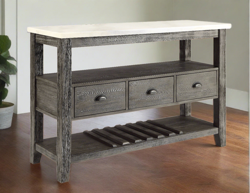 Marble Topped Console Server Table - Adley & Company Inc. 
