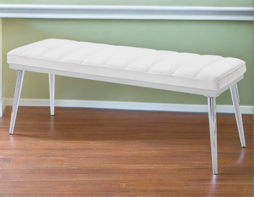 White and Chrome 3 Seater Bench