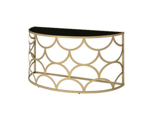 Fish Scale Gold and Black Demilune Console Table - Adley & Company Inc. 