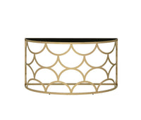 Fish Scale Gold and Black Demilune Console Table - Adley & Company Inc. 