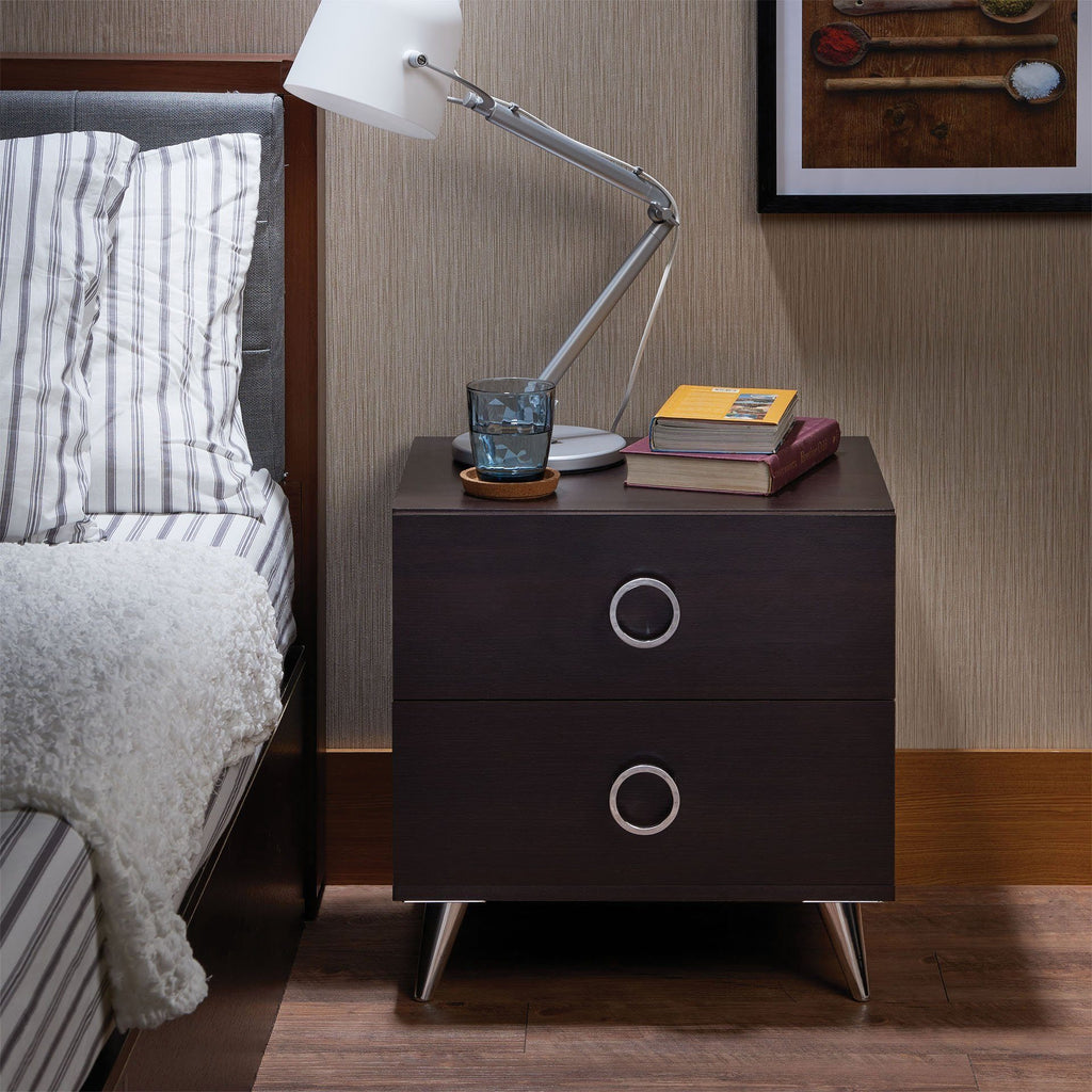 Chrome Detailed Night Stand Cabinet,night stand,Adley & Company Inc.