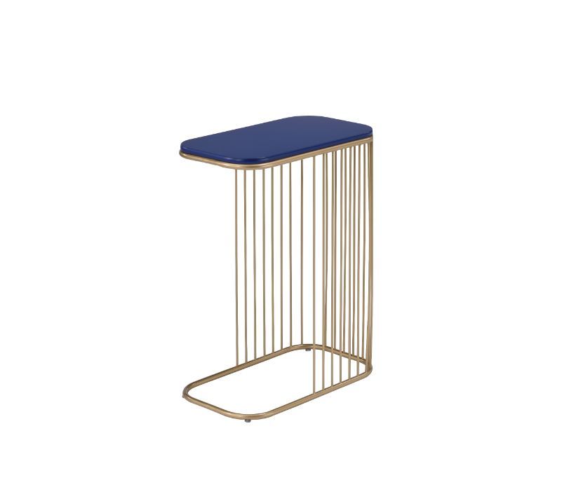 Cruising Blue and Gold Metal Side Table