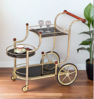 Black & Gold Glam Bar Cart,bar cart,Adley & Company Inc.