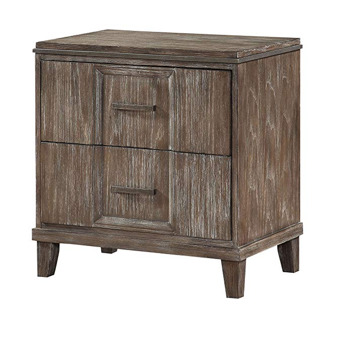 Brown Wood Nightstand with USB Charger Dock,nightstand,Adley & Company Inc.