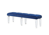 Ocean Blue Velvet Tufted Bench