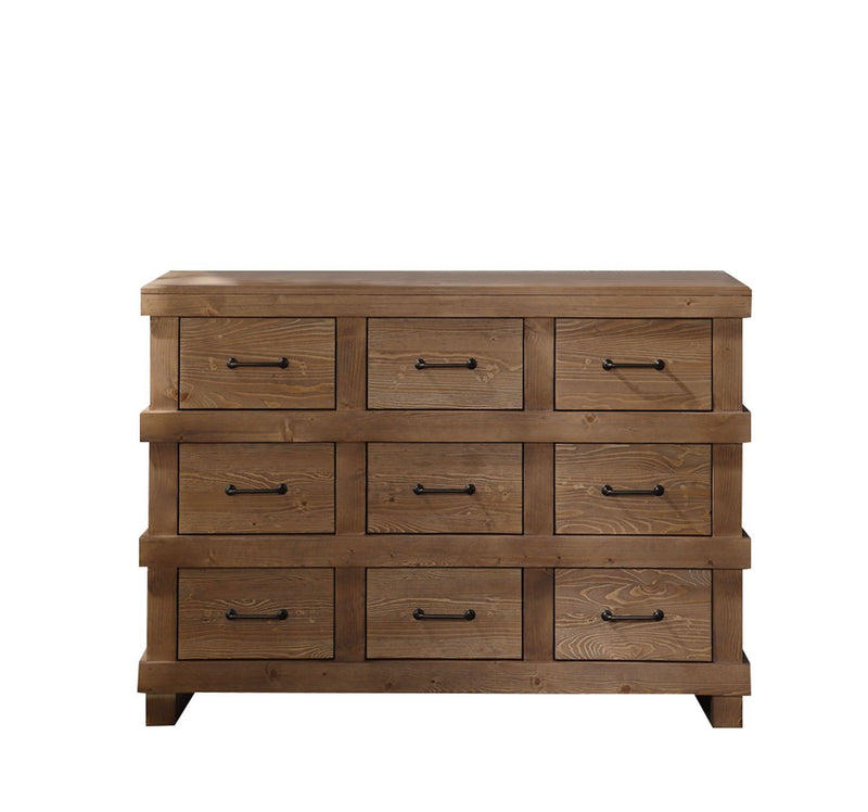 9 Drawer Rustic Wooden Console Cabinet Dresser - Adley & Company Inc. 