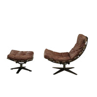 Vintage Styled Swivel Tufted Leather Chair and Ottoman - Adley & Company Inc. 