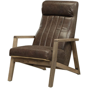 Chocolate Leather and Wood Accent Chair,accent chair,Adley & Company