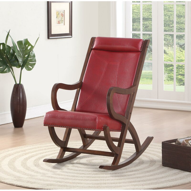 Faux Leather and Wood Rocking Chair,rocking chair,Adley & Company Inc.