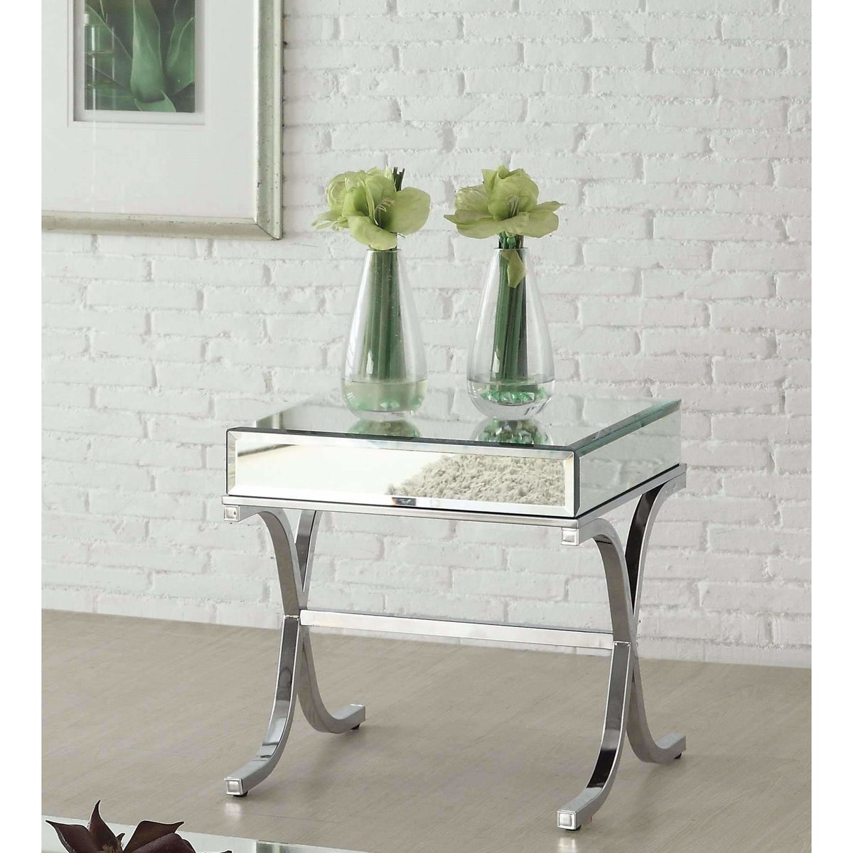 Mirrored Side Table,mirrored table,Adley & Company Inc.