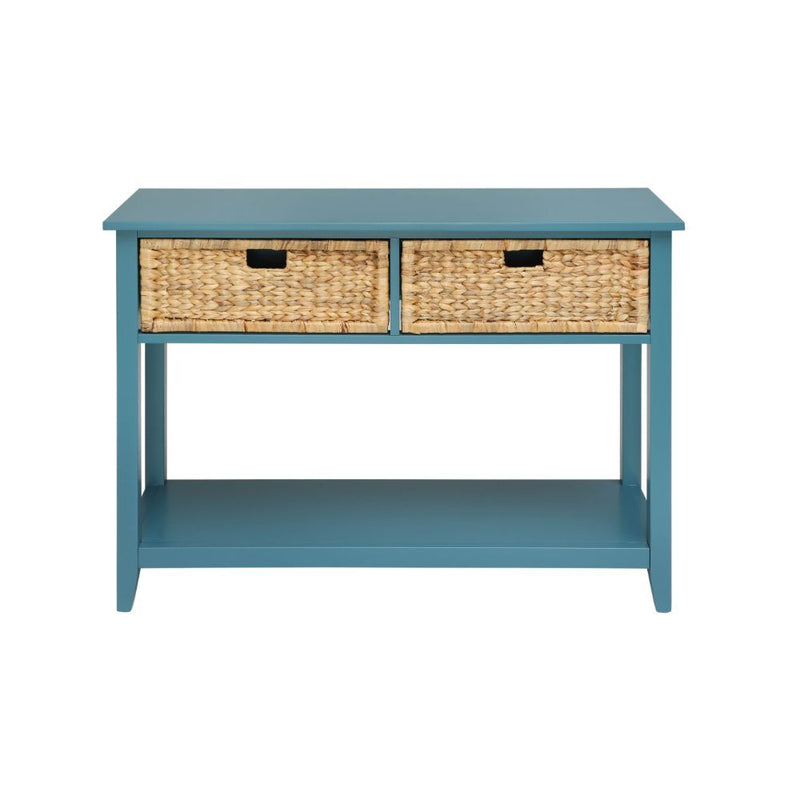 Coastal Console Table with Wicker Basket Drawers