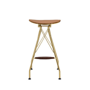 Bar Harbor Gold & Faux Leather Stool