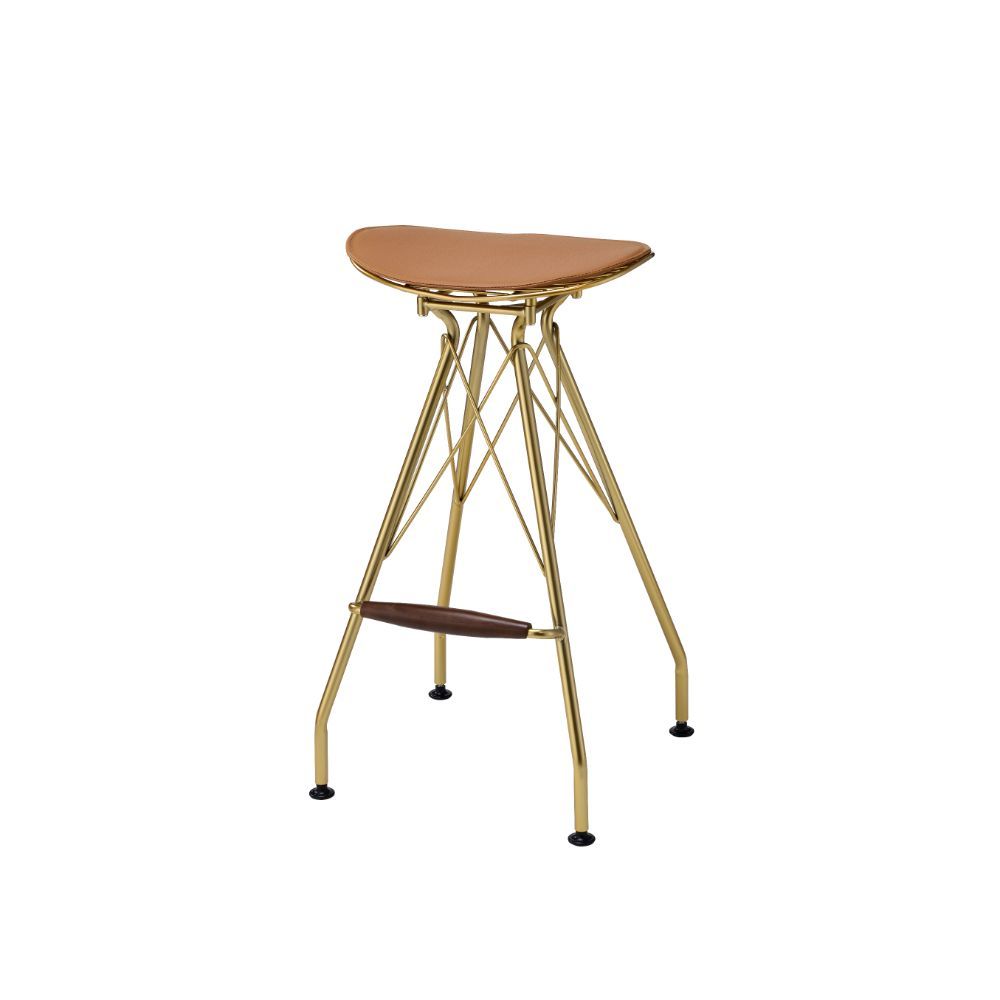 Bar Harbor Gold & Faux Leather Stool, Set of 2