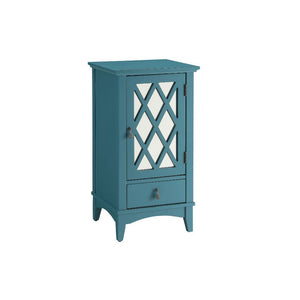 Teal Blue Mirrored Accent Cabinet