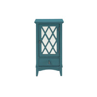 Teal Blue Mirrored Accent Cabinet