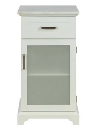 White Apothecary Storage Cabinet with Marble Top - Adley & Company Inc. 