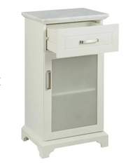 White Apothecary Storage Cabinet with Marble Top - Adley & Company Inc. 
