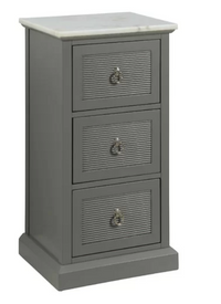 Grey & White Marble Shutter Drawer Accent Cabinet,bedside table,Adley & Company Inc.