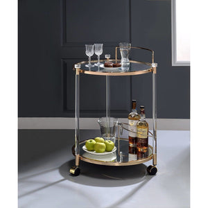 Round Gold and Glass Bar Cart,bar cart,Adley & Company Inc.