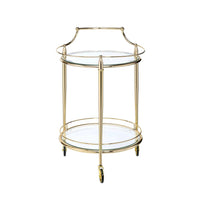 Gold & Clear Glass Round Bar Cart,bar cart,Adley & Company Inc.