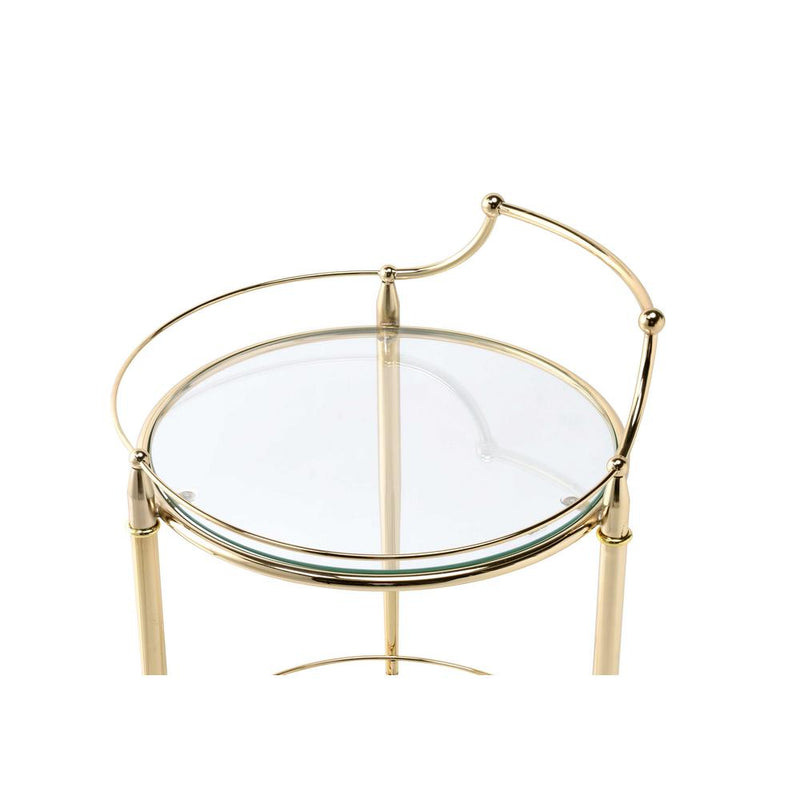 Gold & Clear Glass Round Bar Cart,bar cart,Adley & Company Inc.