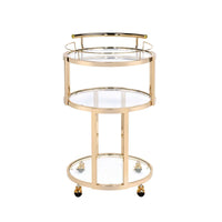 Gold & Clear Glass Round Bar Cart,bar cart,Adley & Company Inc.