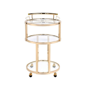 Gold & Clear Glass Round Bar Cart,bar cart,Adley & Company Inc.