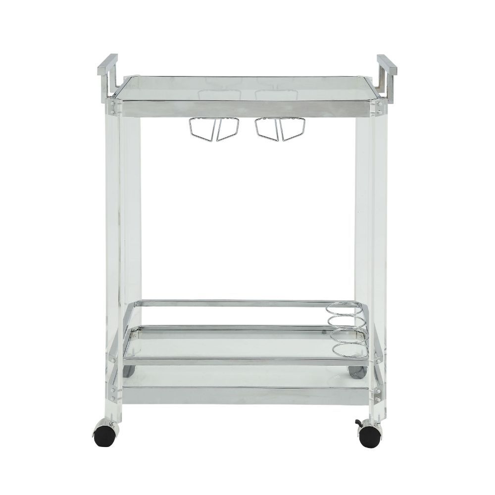 Chrome, Acrylic & Glass Bar Cart
