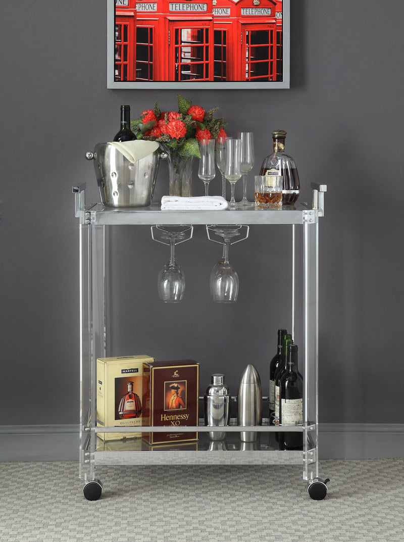 Chrome, Acrylic & Glass Bar Cart,bar cart,Adley & Company Inc.