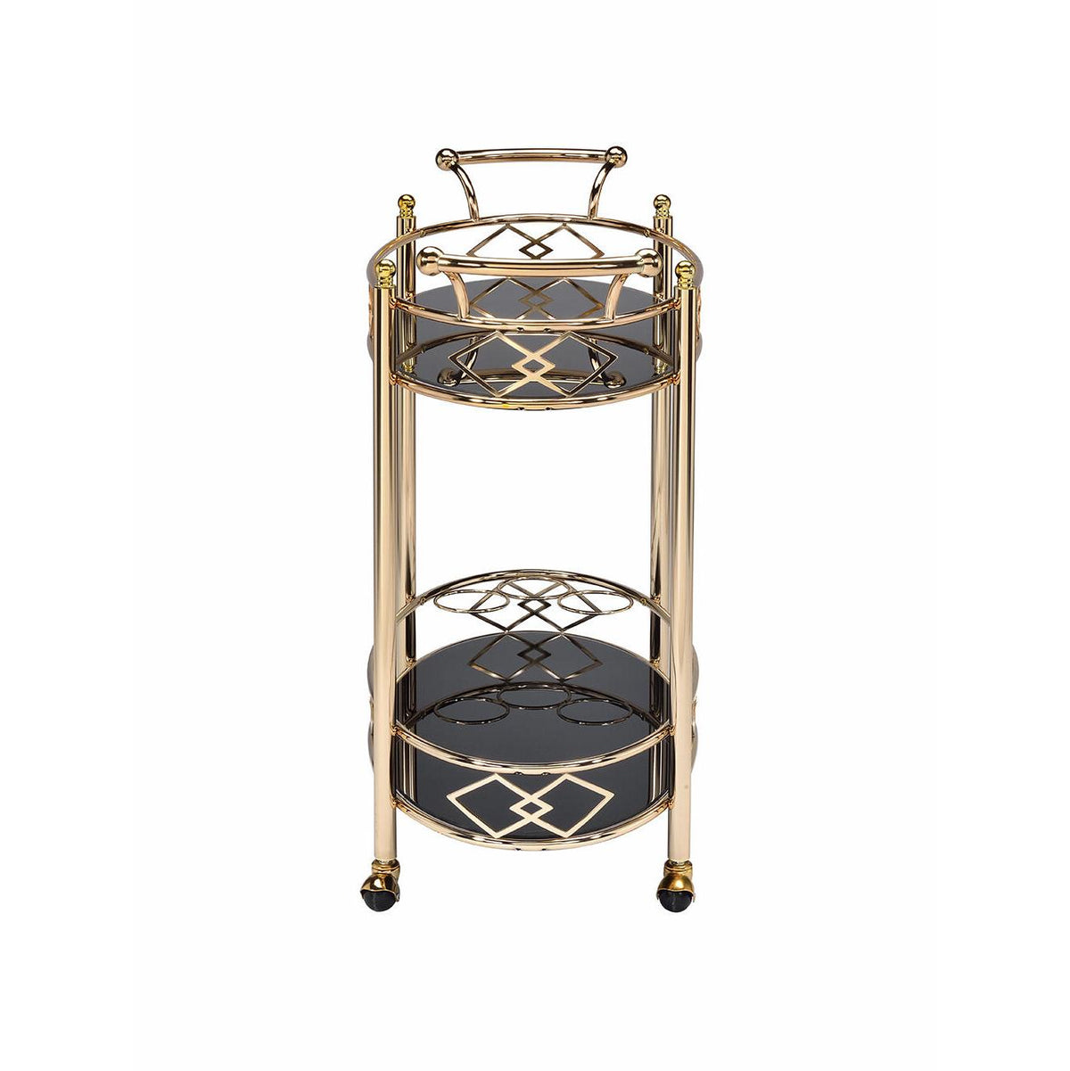 Gold & Black Glass Oval Bar Cart,bar cart,Adley & Company Inc.