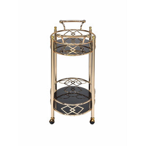 Gold & Black Glass Oval Bar Cart,bar cart,Adley & Company Inc.