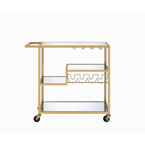Champagne Gold & Mirrored Bar Cart