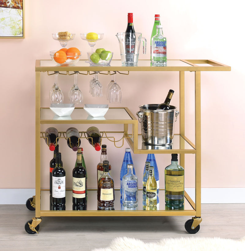 Champagne Gold & Mirrored Bar Cart,bar cart,Adley & Company Inc.