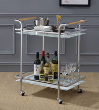 Chrome, Glass & Wood Bar Cart,bar cart,Adley & Company Inc.