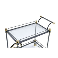 Wheeled Metal and Glass Bar Cart, Black